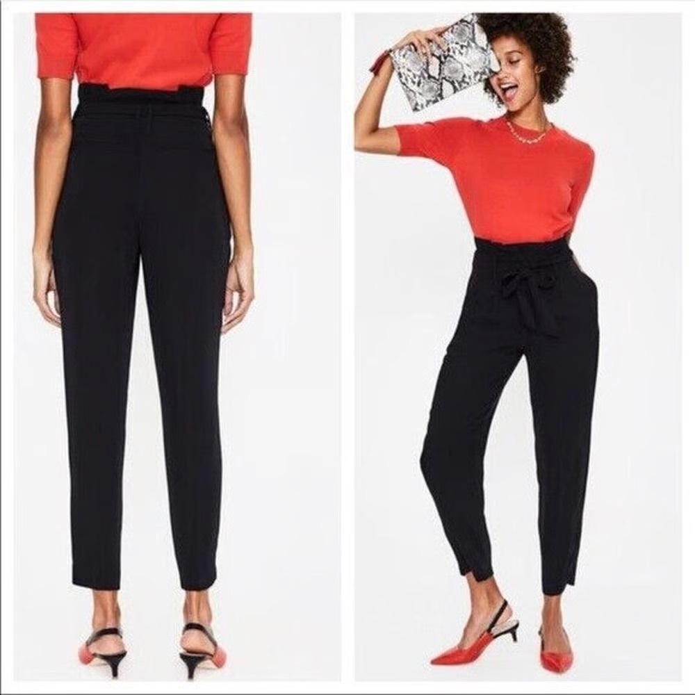 Boden Melina Paper Bag Trouser Pant Black Size 8 petite